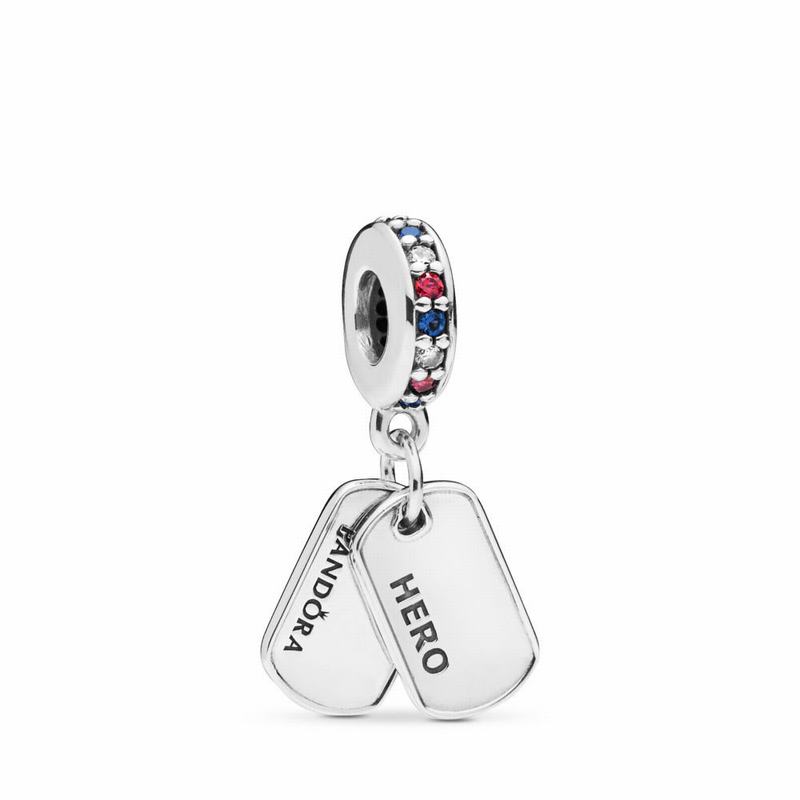 Pandora Hero Dog Tag Dangle Charm Clearance NZ, Sterling Silver (215840-IZW)